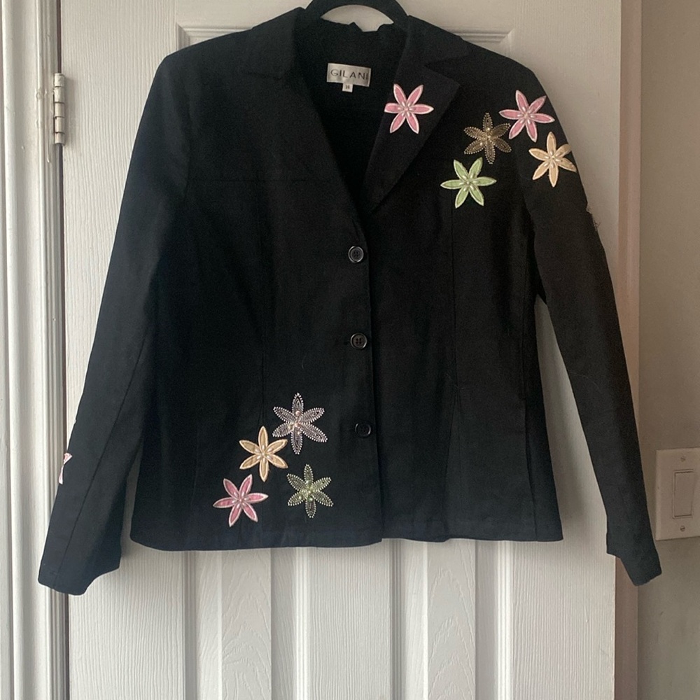 GILANI WOMENS SIZE 12 embroidered JACKET button through pockets